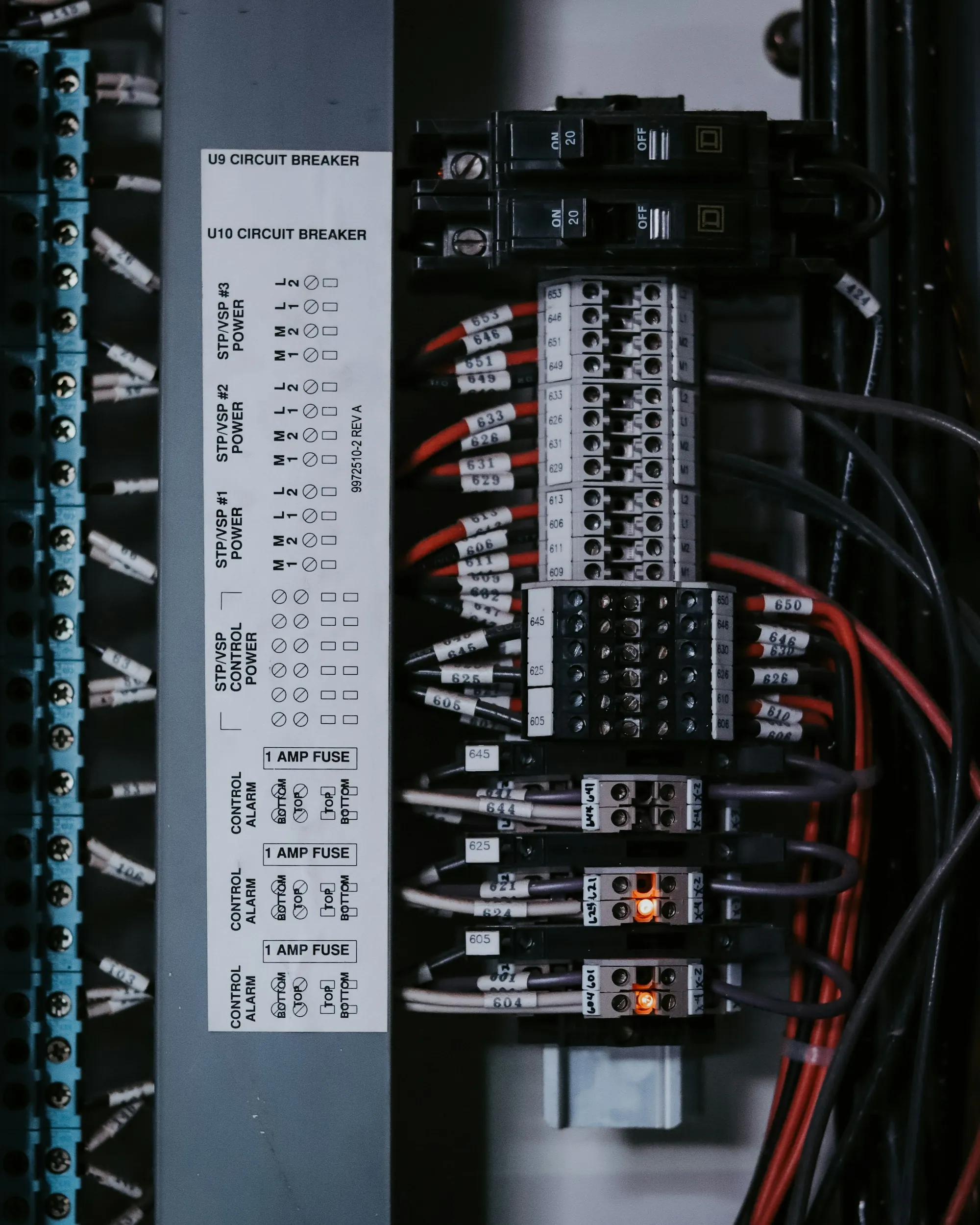 Labeled breakers in a residential panel